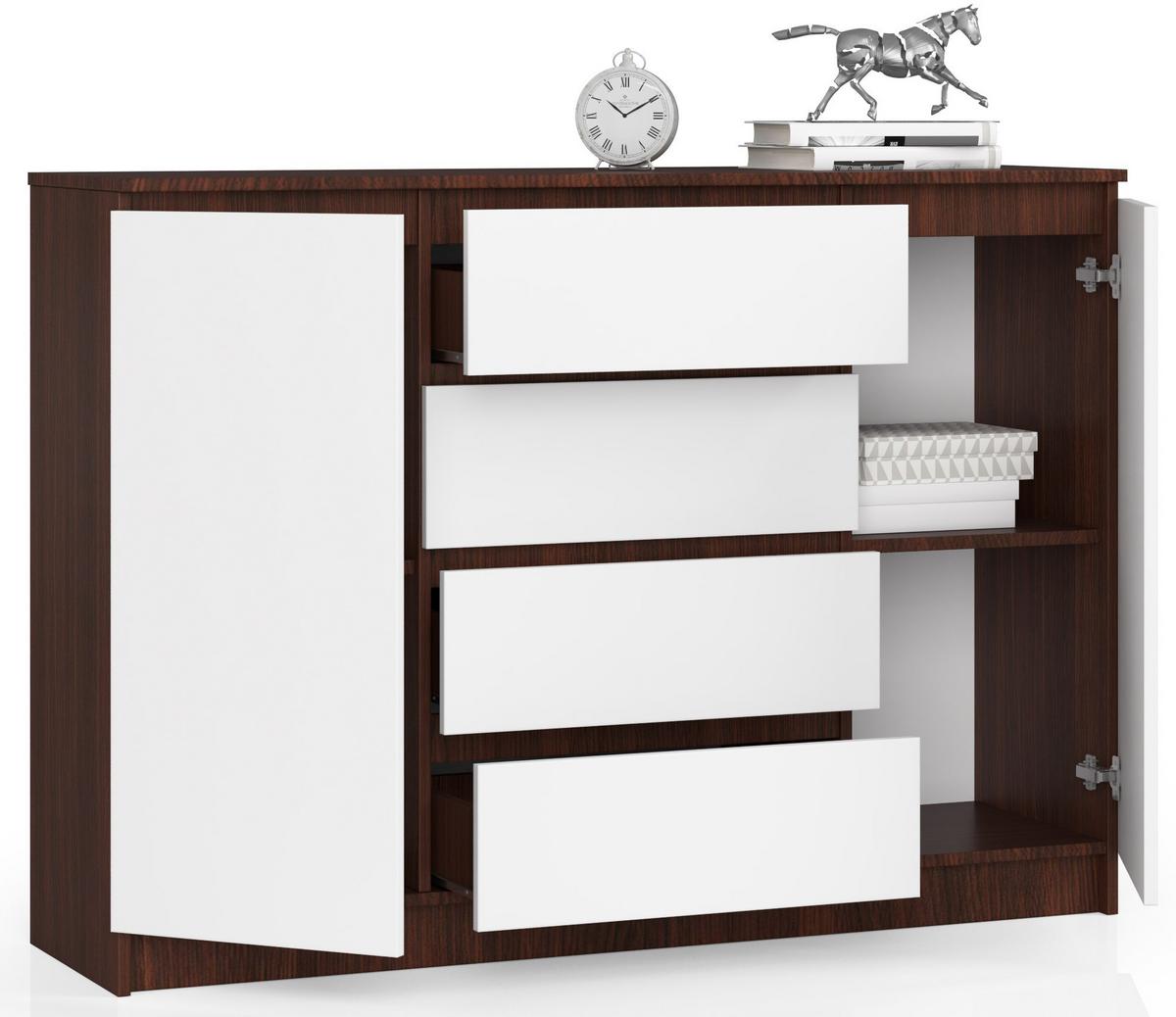 KOMMODE Dunkelbraun, Weiß 99/138/40 - Dunkelbraun/Weiß, Holzwerkstoff (138/99/40cm) - RAUMHIRSCH FURNITURE