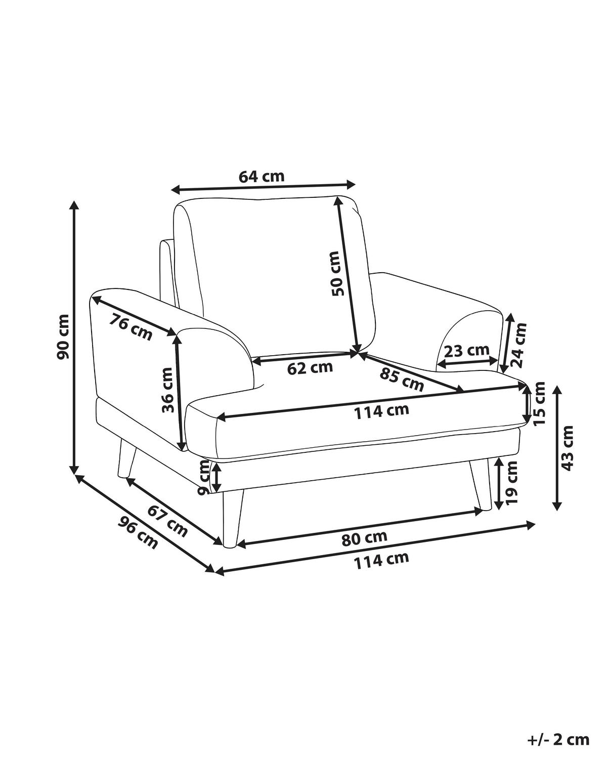 SESSEL Stoff Schwarz Kildal - Schwarz, Textil (114/90/96cm) - Beliani