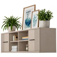 HÄNGERREGAL Kaschmir 204 x 39 cm, Wandregal mit 6 Fächern - Kaschmir/Schwarz, Holzwerkstoff/Kunststoff (204/39/30cm) - Inn.Furn