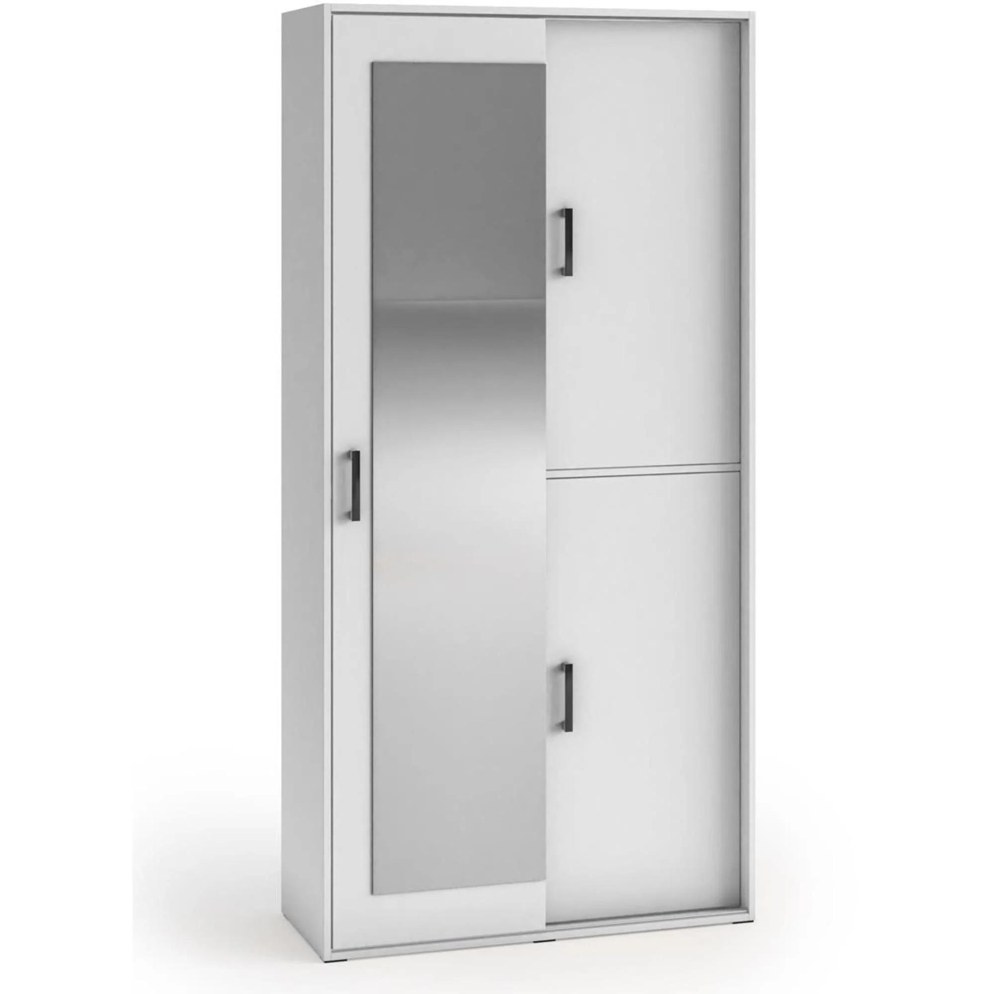 SCHWEBETÜRENSCHRANK Lano 100/205/40 cm 2-türig weiß - Weiß, Holzwerkstoff (100/205/40cm) - Beautysofa