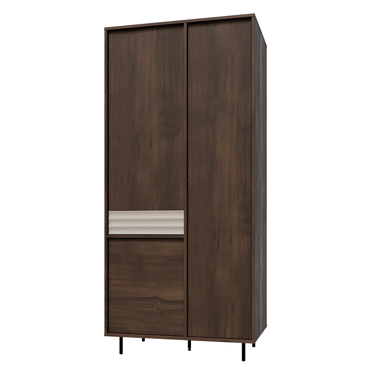 SCHRANK 3 Türen Astra Dunkles Holz und Kaschmir - Beige, Holzwerkstoff (90/195/52cm) - Petits-meubles