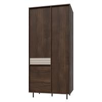 SCHRANK 3 Türen Astra Dunkles Holz und Kaschmir - Beige, Holzwerkstoff (90/195/52cm) - Petits-meubles