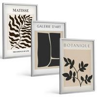 BILDER SET 3er Set - 40x60 cm Silberner Rahmen - Minimalistische Pflanzenposter - Silberfarben, Kunststoff (40/60cm) - TULUP