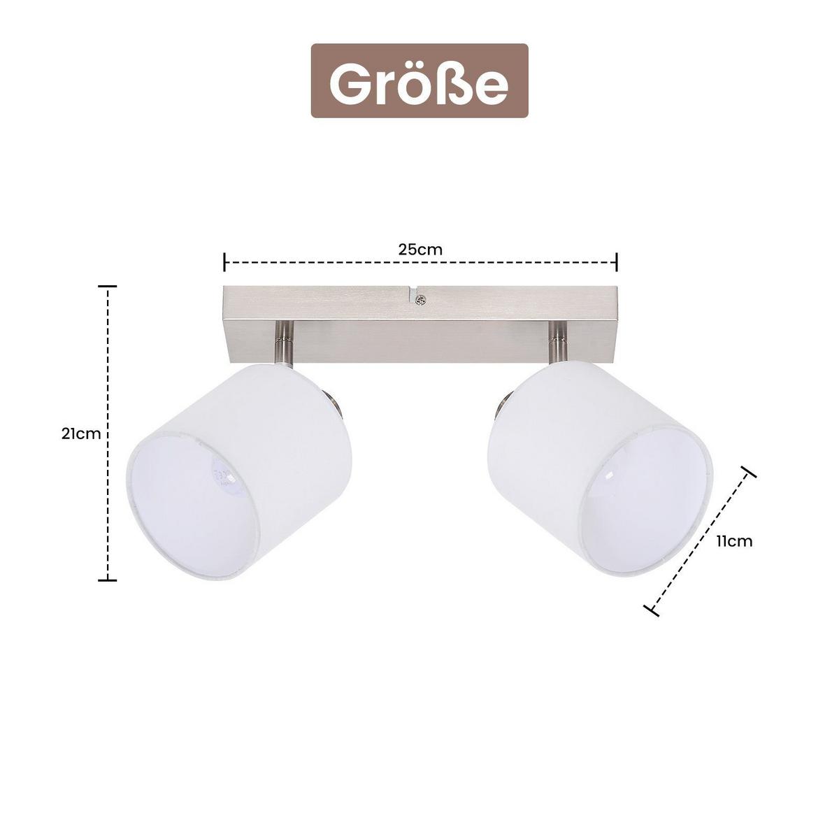DECKENSTRAHLER Brand 2-flammig 25/11/21 cm - Silberfarben, Textil (25/11/21cm) - Nettlife