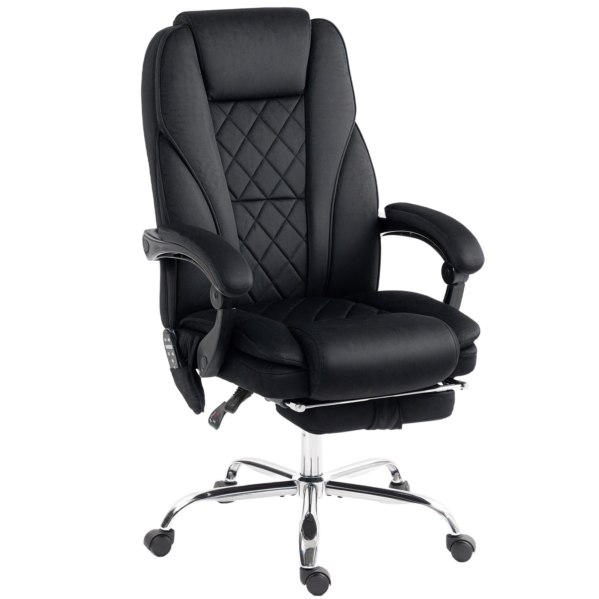 BÜROSTUHL mit Massagefunktion Schwarz - Silberfarben/Schwarz, Textil/Metall (67/119/72cm) - Vinsetto
