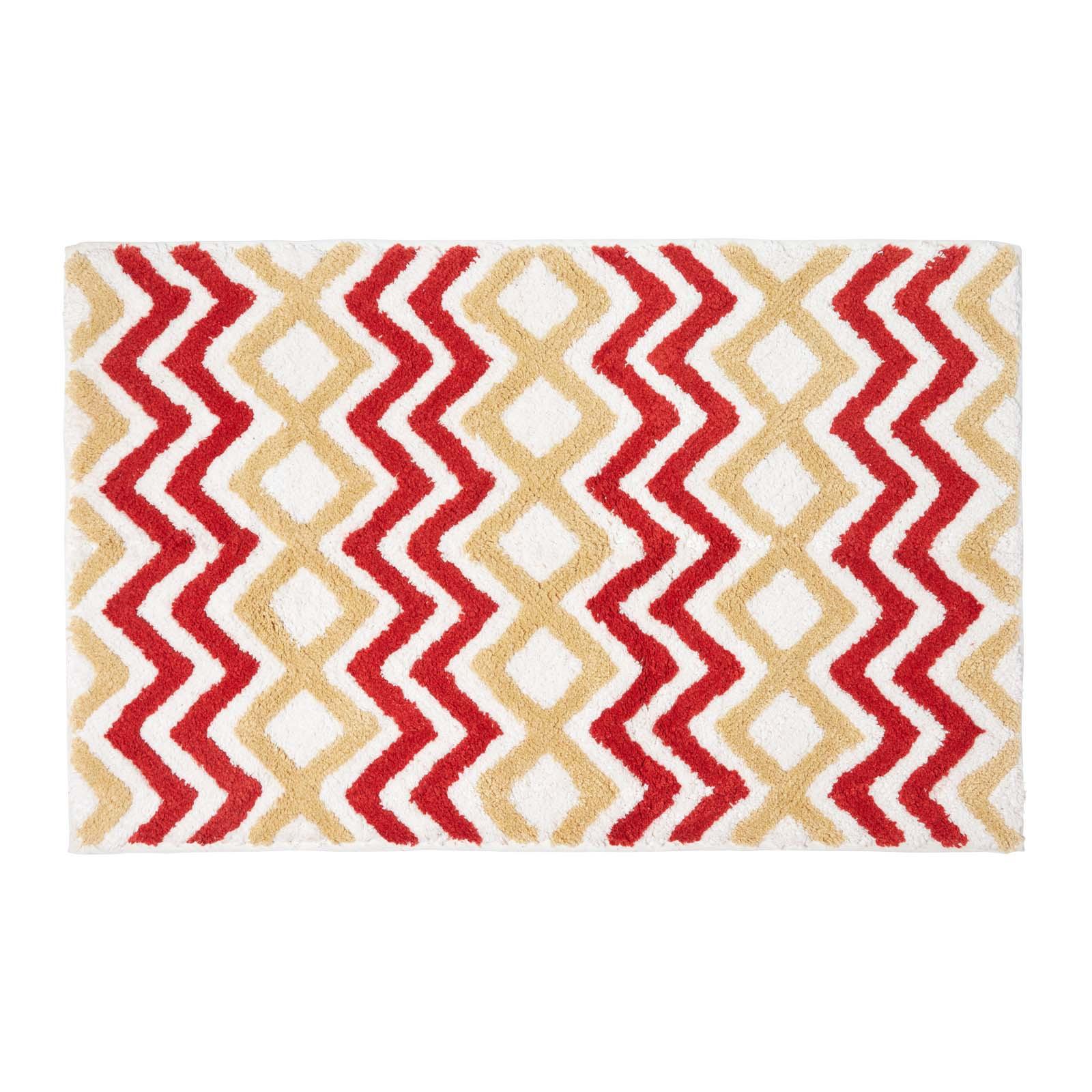 BADEMATTE 50/80 cm Chevron-Muster, Baumwolle - Orange, Textil (50/80cm) - Homescapes