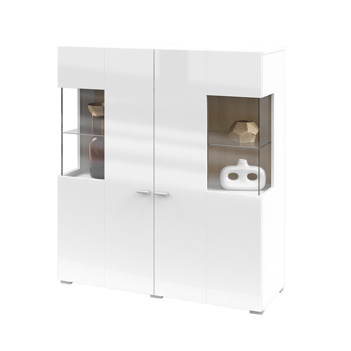 GESCHIRRSCHRANK Akram Weiß und Holz - Weiß, Holzwerkstoff (110/123/39cm) - Petits-meubles