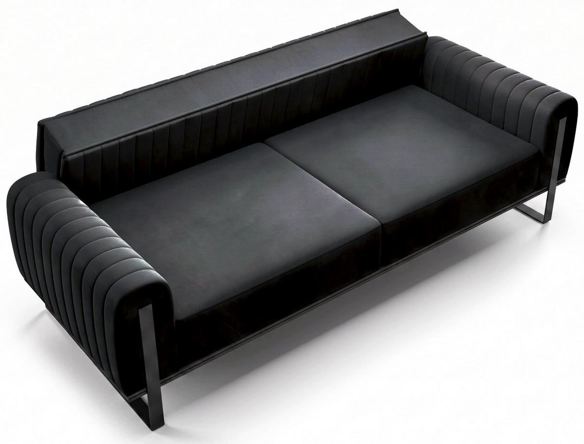 SOFA Parissa 228 cm - Schwarz, Textil/Metall (228/79/92cm) - Selsey