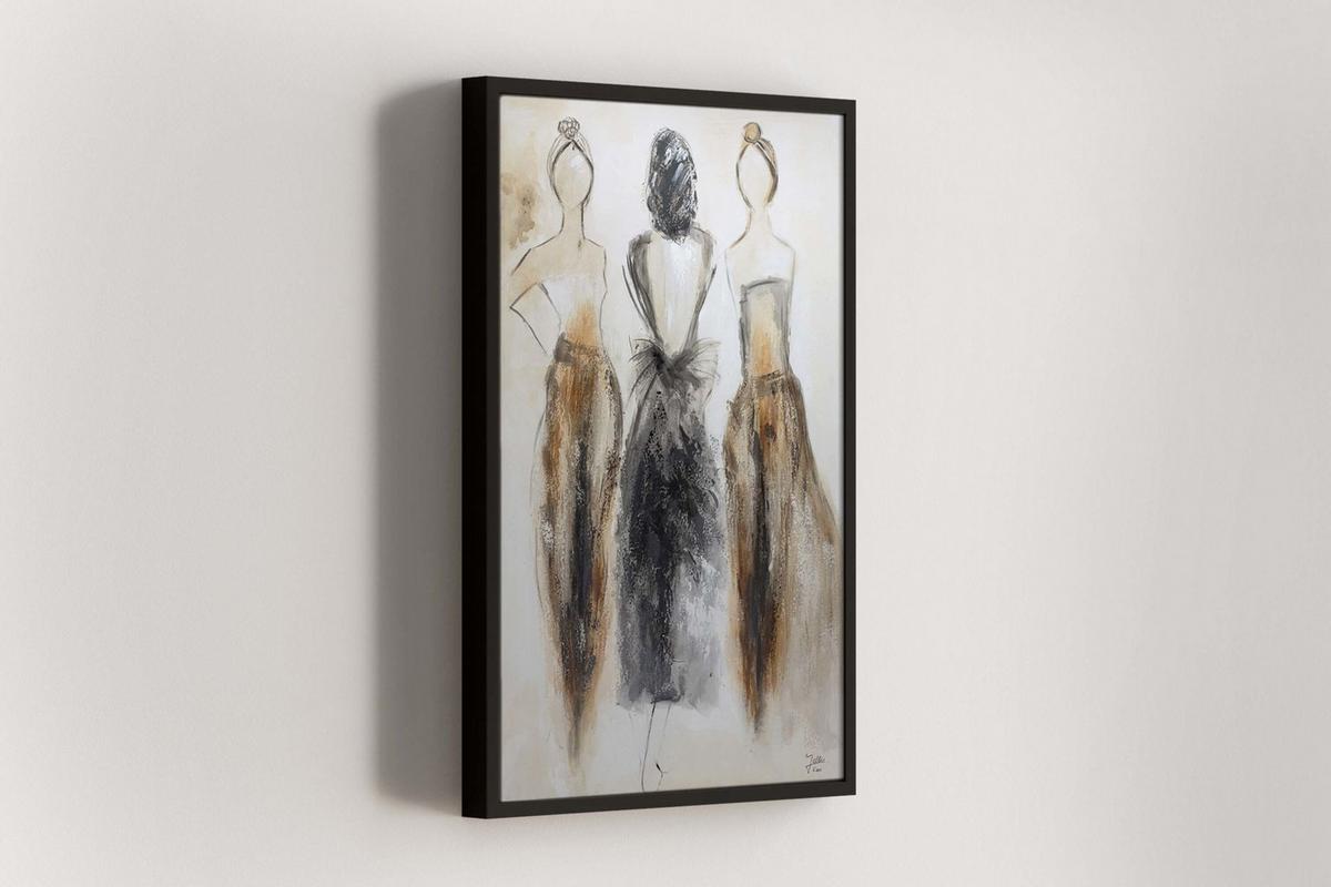 ACRYLBILD HANDGEMALT 60/90 cm - Beige/Braun, Holz/Textil (60/90cm) - KUNSTLOFT
