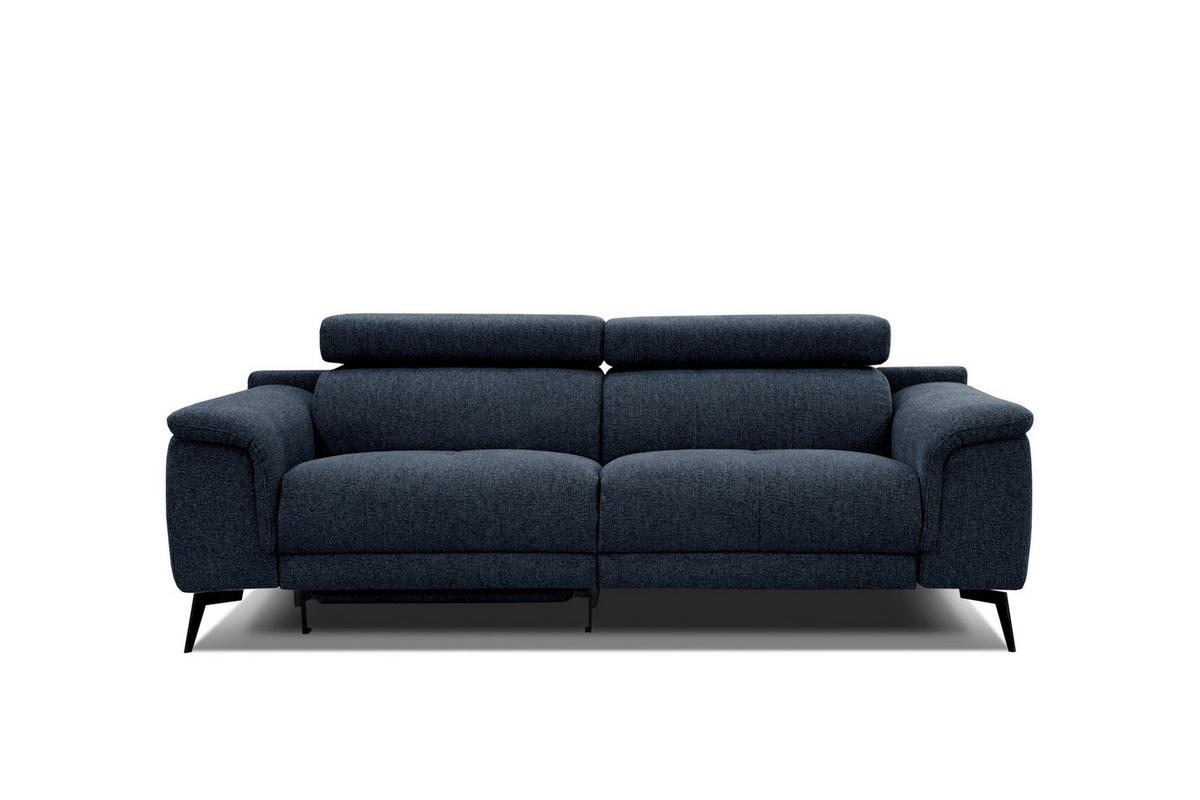 RELAXSOFA FIERO 3-Sitzer mit 1 Relaxfunktion, dunkelblau - Schwarz/Dunkelblau, Holzwerkstoff/Textil (212/82/103cm) - Wozimo