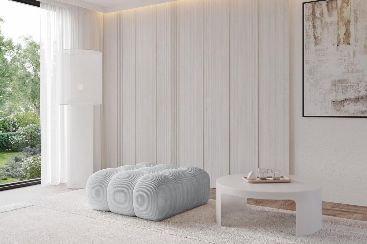 POUF OLEA-PUF 91x87x44 cm Grau Cord Modular Sitzhocker - Dunkelgrau/Schwarz, Holzwerkstoff/Kunststoff (91/44/87cm) - ALTDECOR