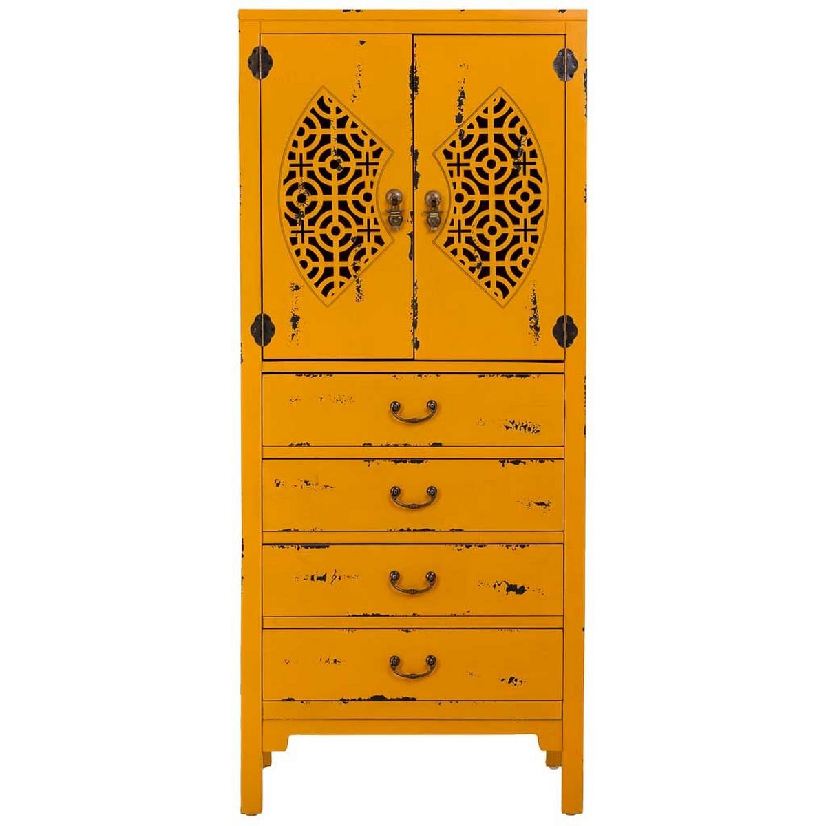 HOLZSCHRANK mit 4 schubladen und 2 türen 60x40x140 cm gelb - Gelb, Holz (60/140/40cm) - Wanderlust
