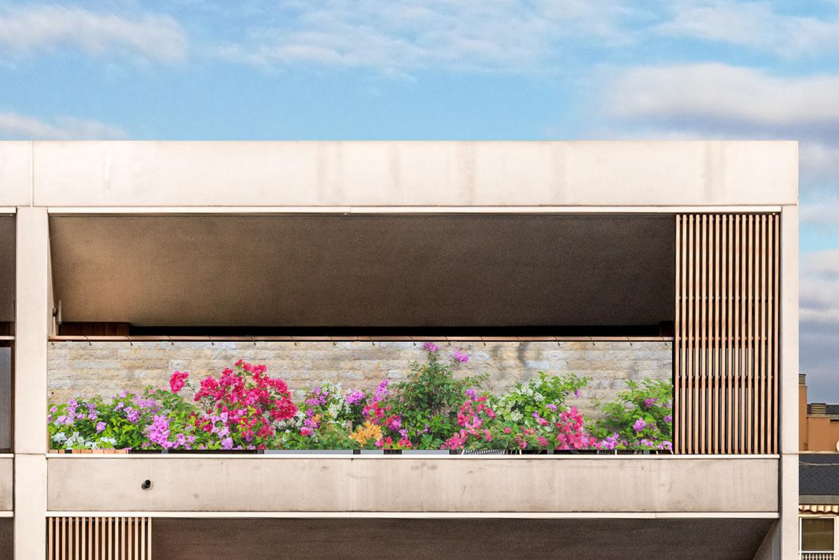 BALKON-SICHTSCHUTZ Blumen - Pflanzen - Blätter - Steine Groß 500x90 cm - Pink, Kunststoff (500/90cm) - MuchoWow