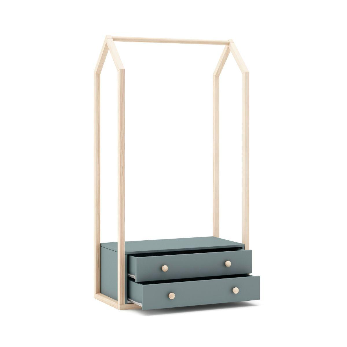 KLEIDERSCHRANK mit 2 Schubladen L80 cm - Esteban - Grün, Holzwerkstoff (40/170/80cm) - Calicosy