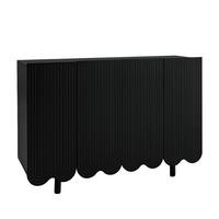 SIDEBOARD mit Metallfüßen und Rillen-Design - Schwarz, Holzwerkstoff/Metall (120/80/38cm) - Urban Meuble