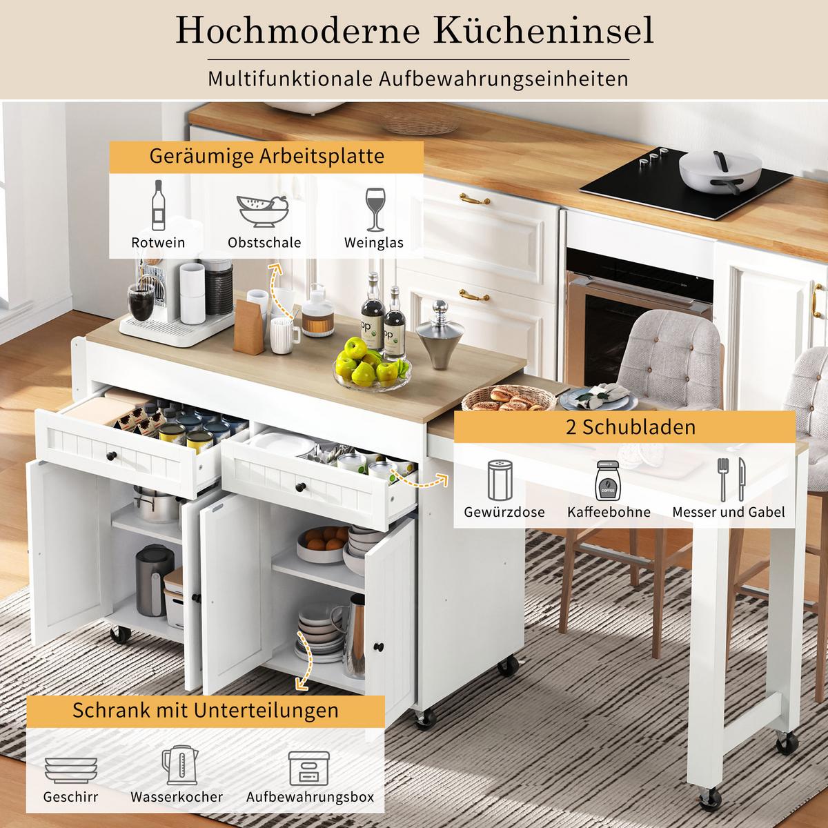BARTISCH Weiß mit Stauraum und Ausziehfunktion - Weiß, Holzwerkstoff (45/180/92.2cm) - Urban Meuble