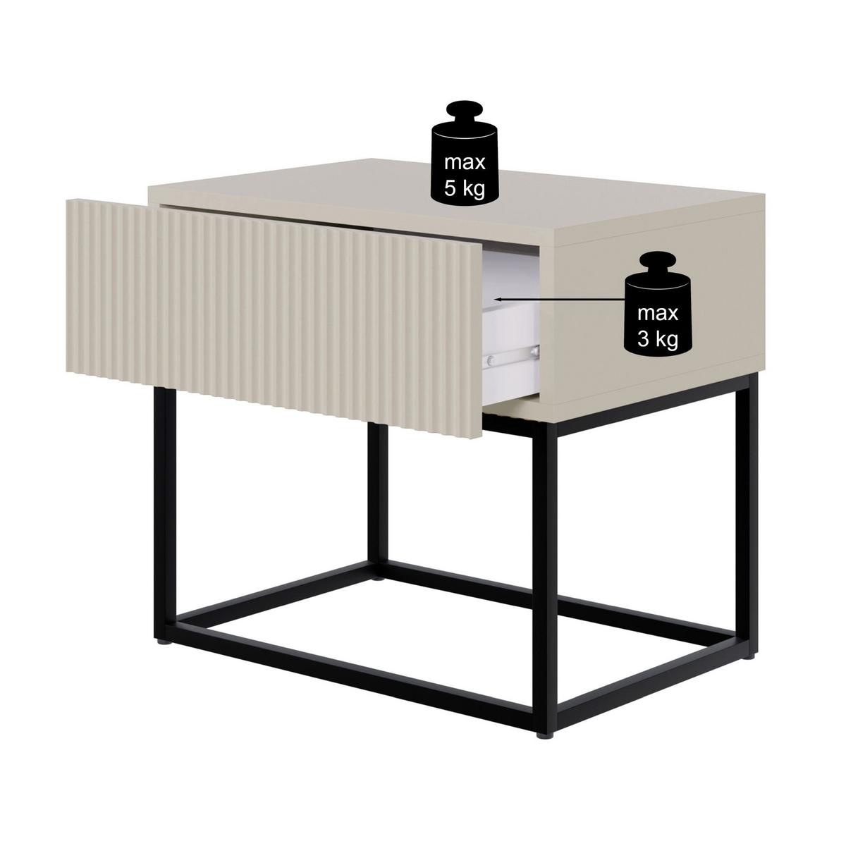 NACHTSCHRANK Veldio Graubeige mit goldenen Metallbeinen 50 cm - Taupe/Greige, Holzwerkstoff/Metall (50/44/35.6cm) - Selsey