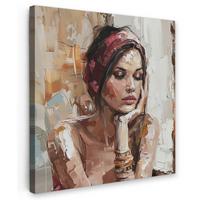 LEINWANDBILD Frau - Lackierung - Porträt - Modern Deko Wohnzimmer 20x20 cm - Altrosa, Textil (20/20cm) - MuchoWow