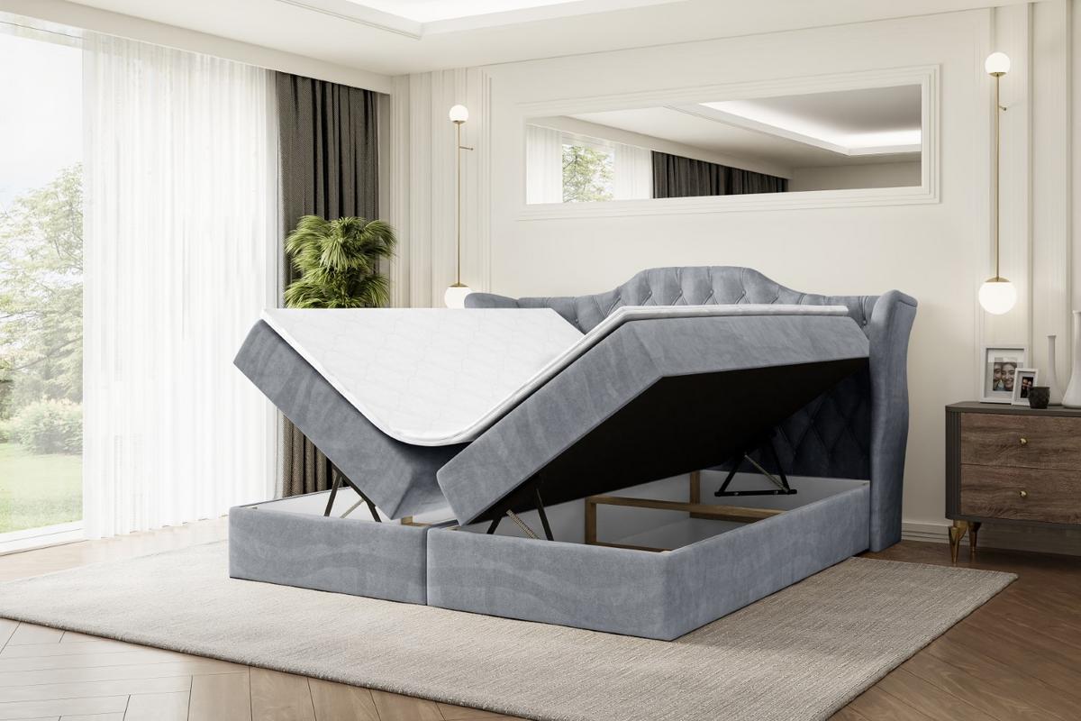 BOXBETT mit Matratze H4 und Lattenrost - VILA - 180x200 cm - H4 - Grau - Grau, Holzwerkstoff (180/200cm) - ALTDECOR