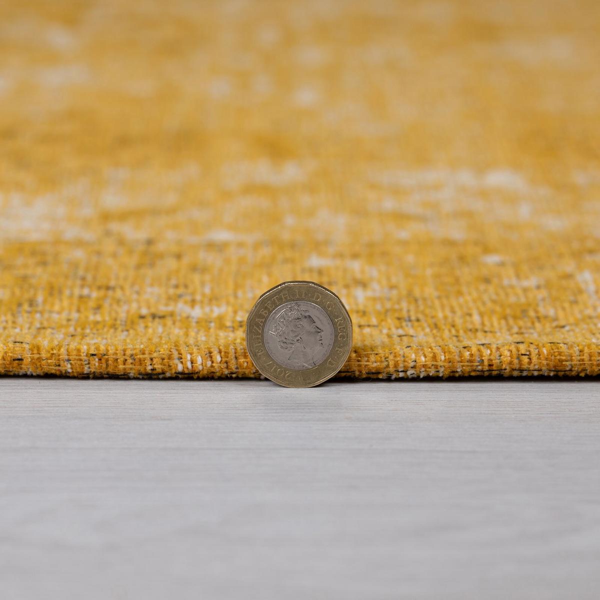 TEPPICH COQUET, im Vintage-Stil, Senfgelb, 120 x 170 cm - Gelb, Textil (170/120cm) - KADIMA DESIGN