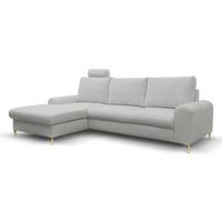 ECKSOFA VERONA L-S Hellgrau Geflochtener Stoff mit Schlaffunktion - Hellgrau, Holz (251/164cm) - MASSENO