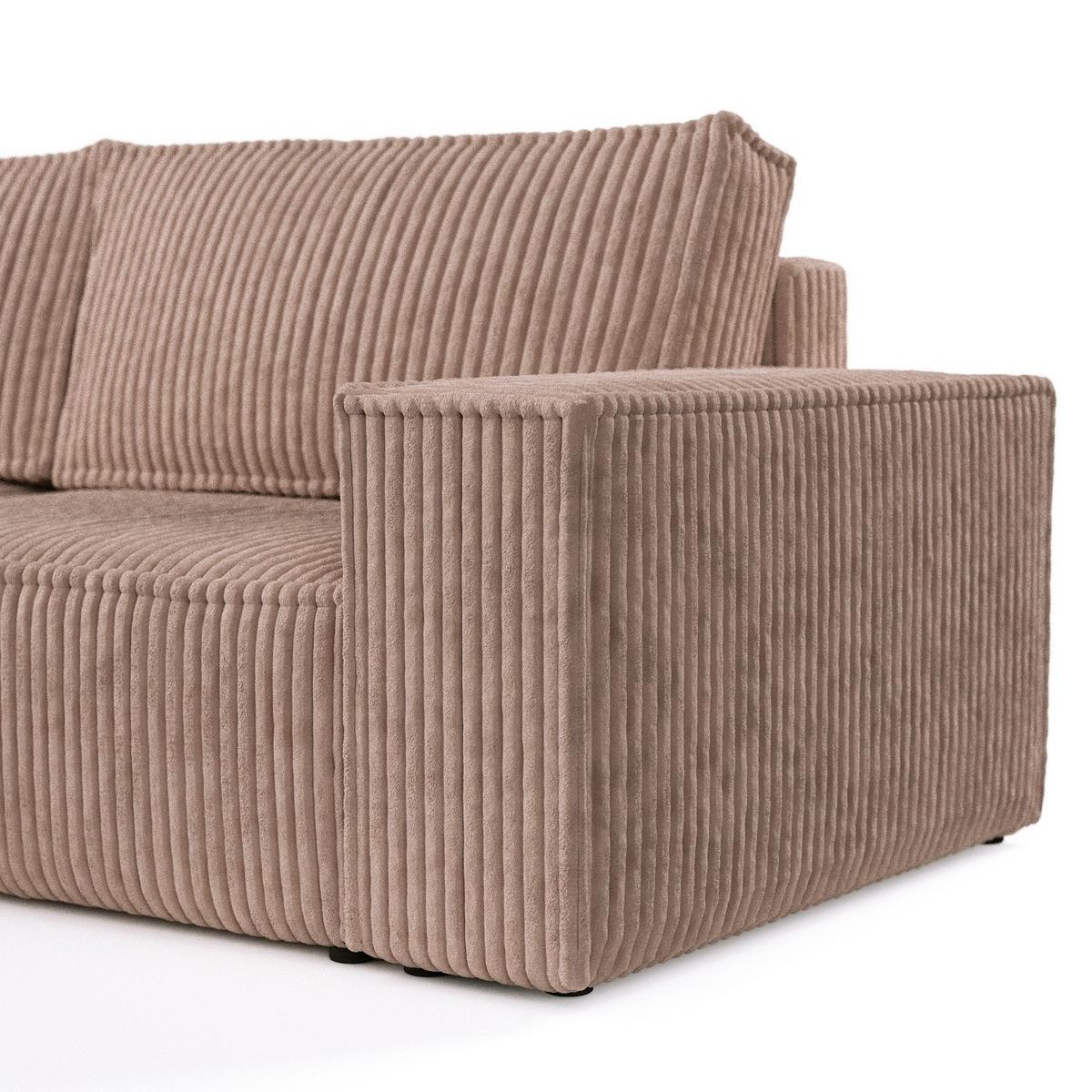 ECKSOFA CAVO mit Schlaffunktion Beige im Tilia Stoff - Beige/Schwarz, Holz/Holzwerkstoff (255/148cm) - AltaBeds