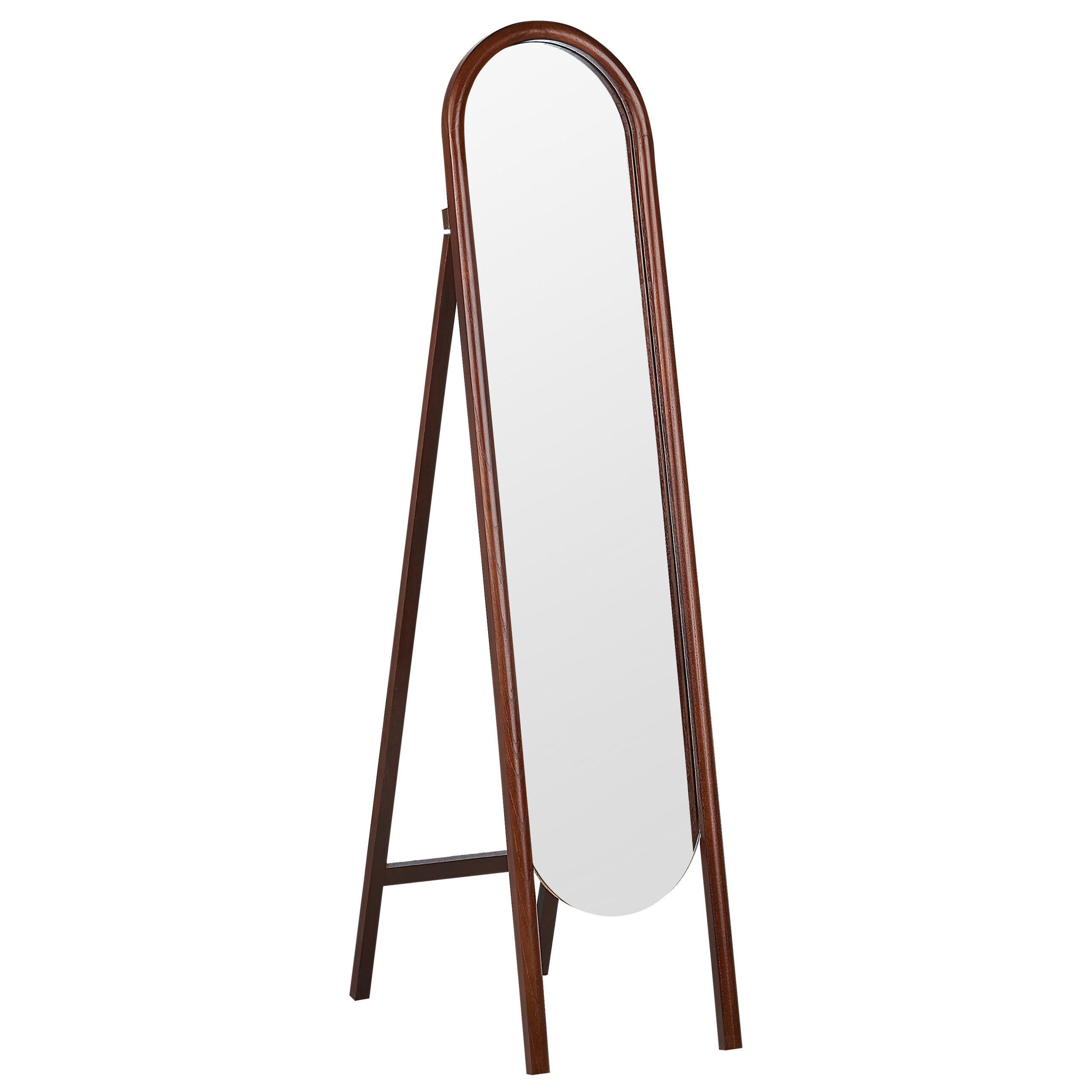STEHSPIEGEL Paulowniaholz dunkelbraun oval 30/150 cm Chelles - Dunkelbraun, Holz (30/150/67cm) - Beliani