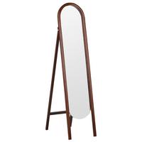 STEHSPIEGEL Paulowniaholz dunkelbraun oval 30/150 cm Chelles - Dunkelbraun, Holz (30/150/67cm) - Beliani