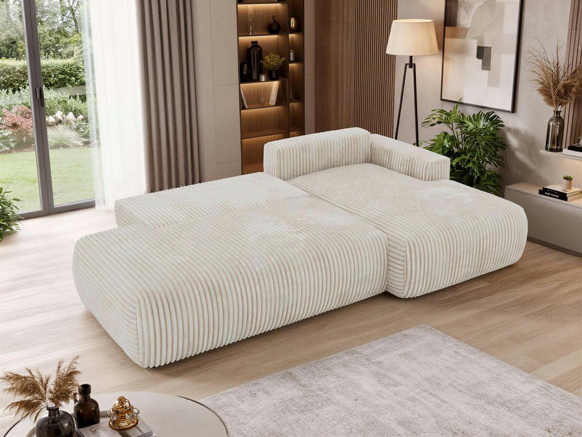 ECKSOFA TAREN L Beige Cord - Rechts - Beige/Schwarz, Kunststoff/Textil (292/170cm) - MKS