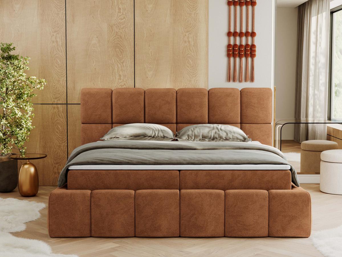 BOXBETT NIRA 180/200 - Orange Strukture - H3 - Orange, Holz/Textil (180/200cm) - MKS