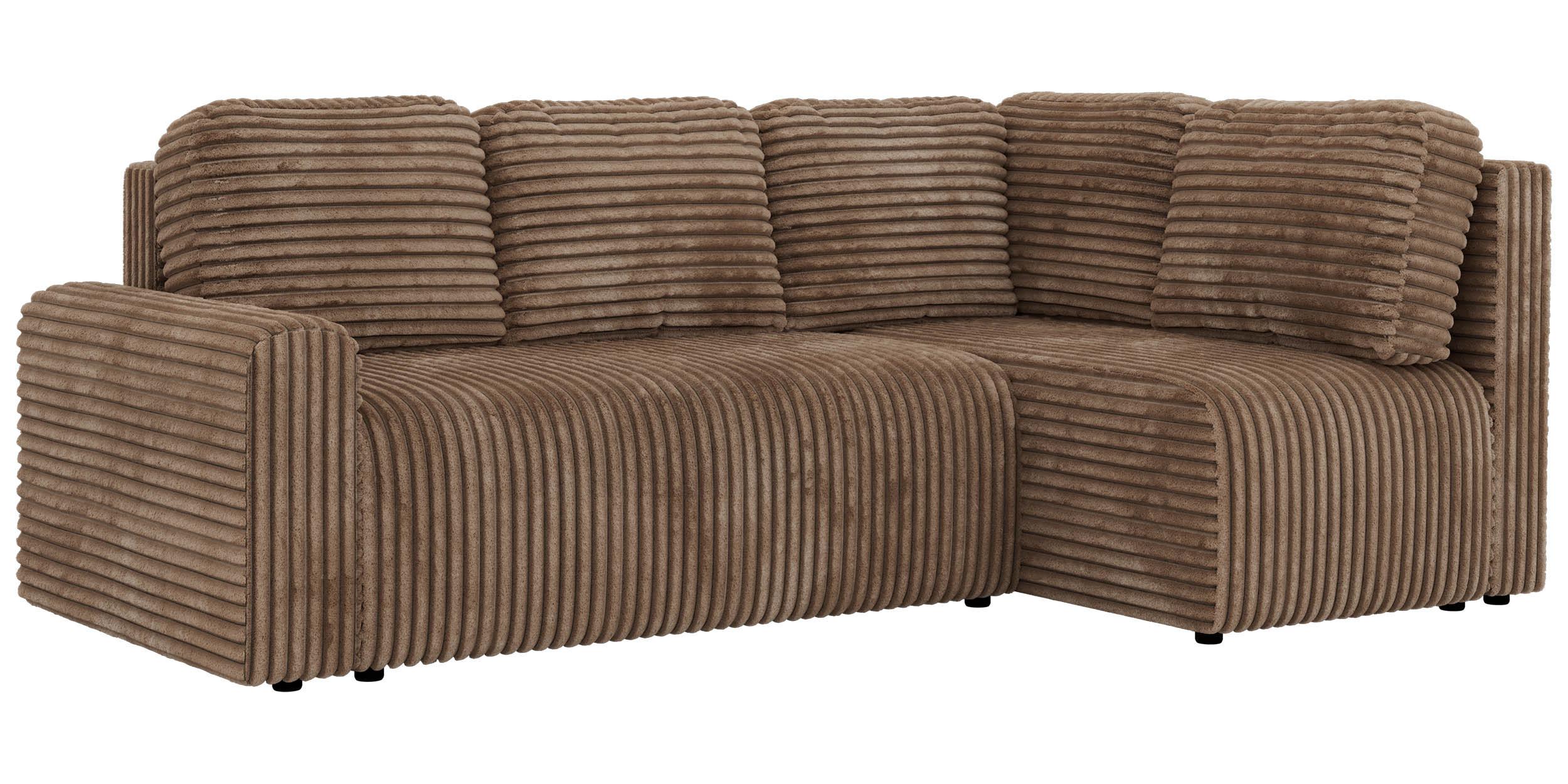ECKSOFA NESSARO COR L - Braun Cord - Rechts - Schwarz/Braun, Kunststoff/Textil (240/151cm) - MKS