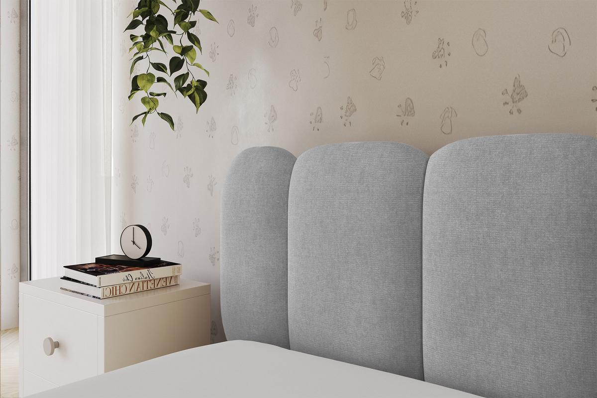 EINZELLBETT Jugendbett mit Bettkasten, Rechts - AVRY 80x200 Grau - Silberfarben, Holzwerkstoff/Textil (80/200cm) - ALTDECOR