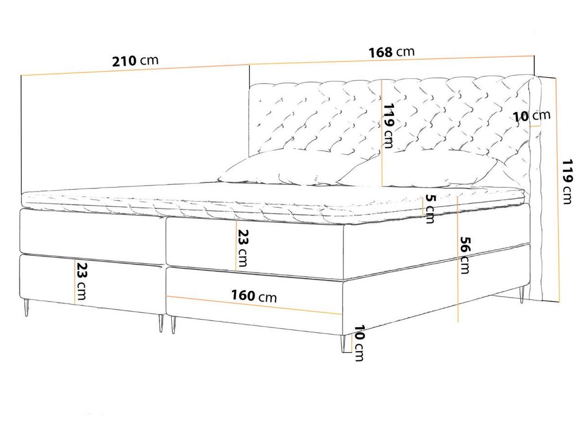 BOXBETT Bergamo 160x200 Hellgrau - Hellgrau/Schwarz, Holz/Textil (160/200cm) - Graingold
