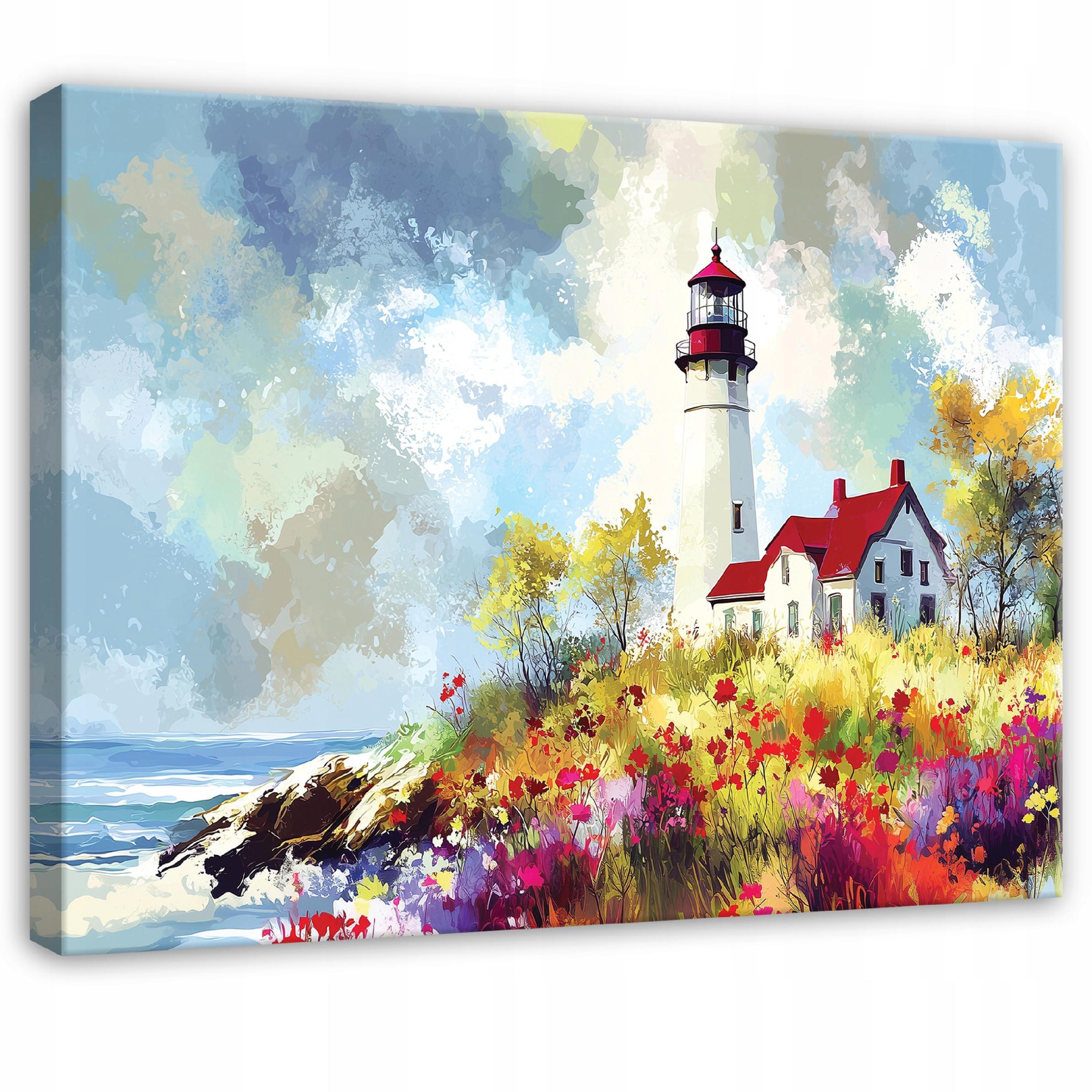 LEINWANDBILD Leuchtturm Meer Braun 120x80 cm - Multicolor, Holzwerkstoff (120/80cm) - Wallarena
