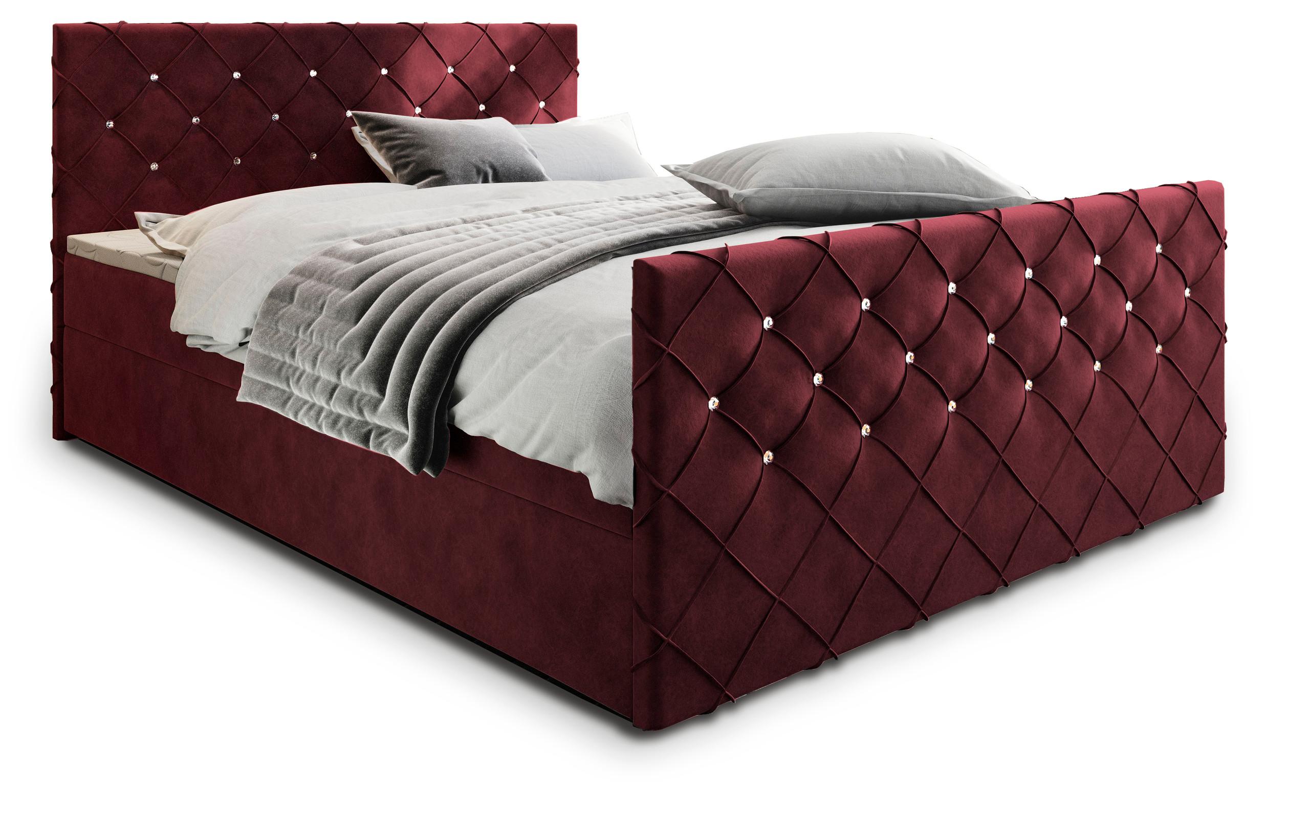 BOXBETT MANDI 160x200 cm mit Matratze und Topper, H2+H3 - Rot - Rot, Holz (160/200cm) - MASSENO