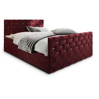 BOXBETT MANDI 160x200 cm mit Matratze und Topper, H2+H3 - Rot - Rot, Holz (160/200cm) - MASSENO