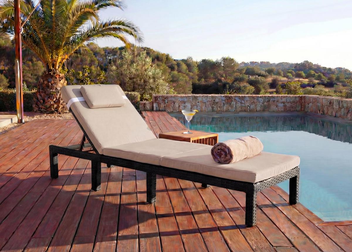 SONNENLIEGE Braun, Cremeweiß - Braun/Weiß, Kunststoff (60/71/198cm) - MCW