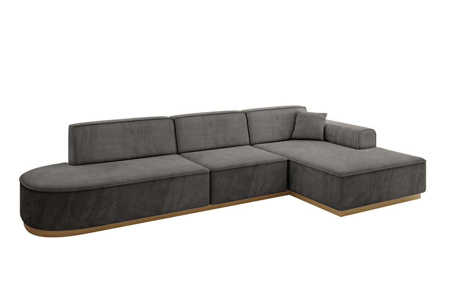 ECKSOFA Ottomane Rechts IREA-L2-v2 - 327x165x80 cm Ecru - Anthrazit, Holzwerkstoff/Textil (327/165cm) - ALTDECOR