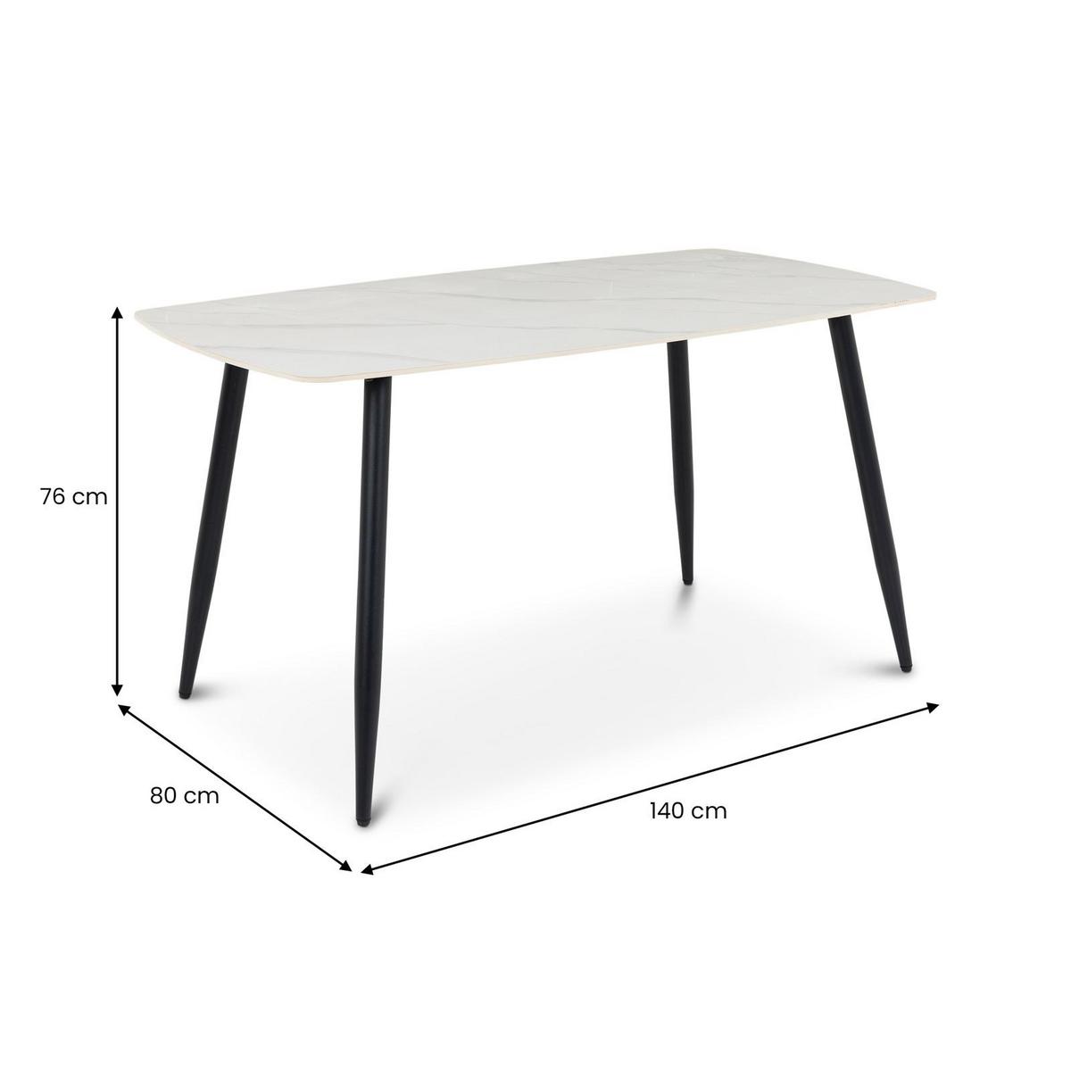 ESSTISCH MORA weiß/schwarz - Schwarz/Weiß, Metall (80/140/76cm) - IDIMEX