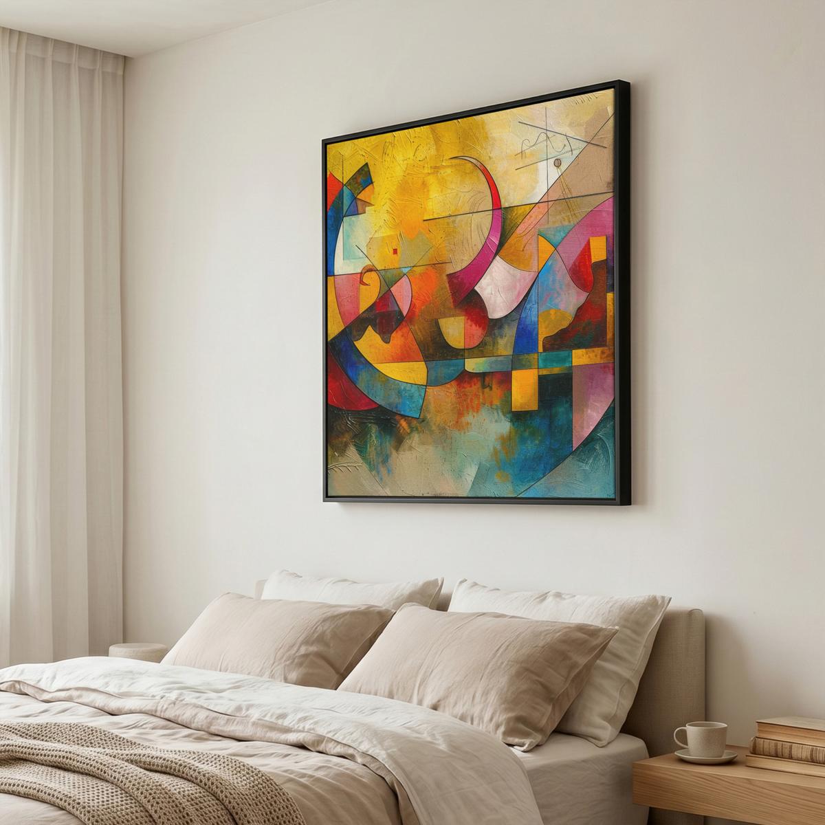 LEINWAND Bilder mit Rahmen - Kunst - Abstrakt - Modern - 90x90 - Gelb, Textil (90/90cm) - MuchoWow