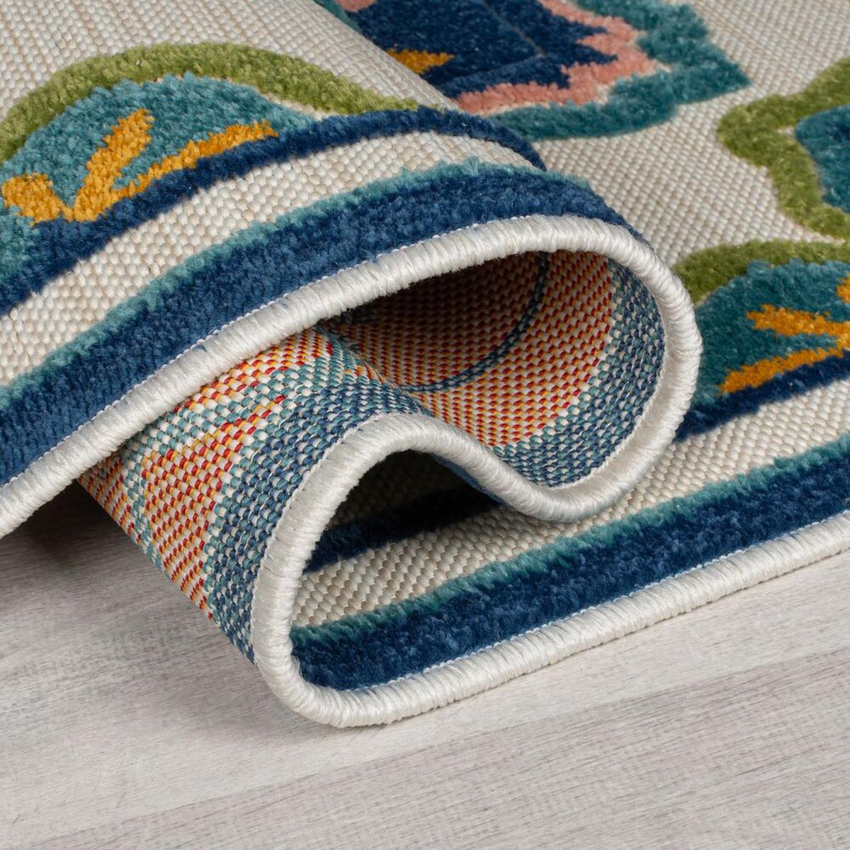 OUTDOORTEPPICH Waschbar MARDEN, floral, Blau, 200 x 290 cm - Blau, Textil (200/290cm) - KADIMA DESIGN