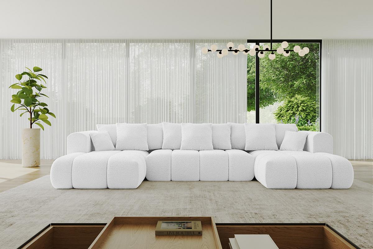 WOHNLANDSCHAFT CLOUD-U-v1 405x185x90 Weiß Bouclé - Weiß, Holzwerkstoff/Kunststoff (405/90/185cm) - ALTDECOR