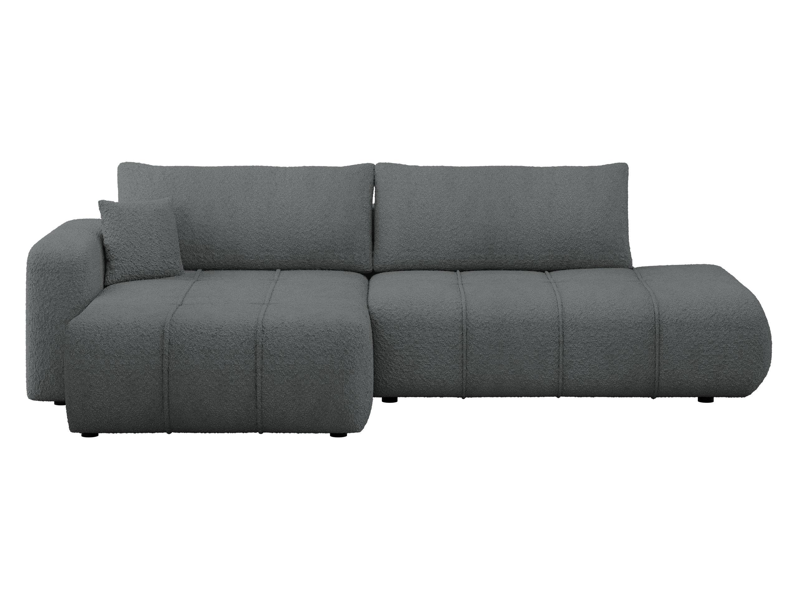 ECKSOFA Furyn O Boucle, Seite: Links - Dunkelgrau/Schwarz, Holzwerkstoff/Kunststoff (262/145cm) - MIRJAN24
