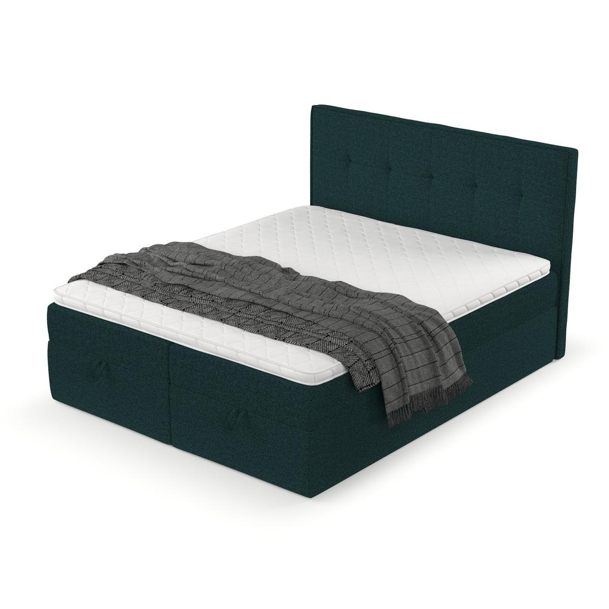 BOXBETT Tivra 140/200 cm Grün im Riva Stoff - Schwarz/Grün, Holz/Holzwerkstoff (140/200cm) - AltaBeds