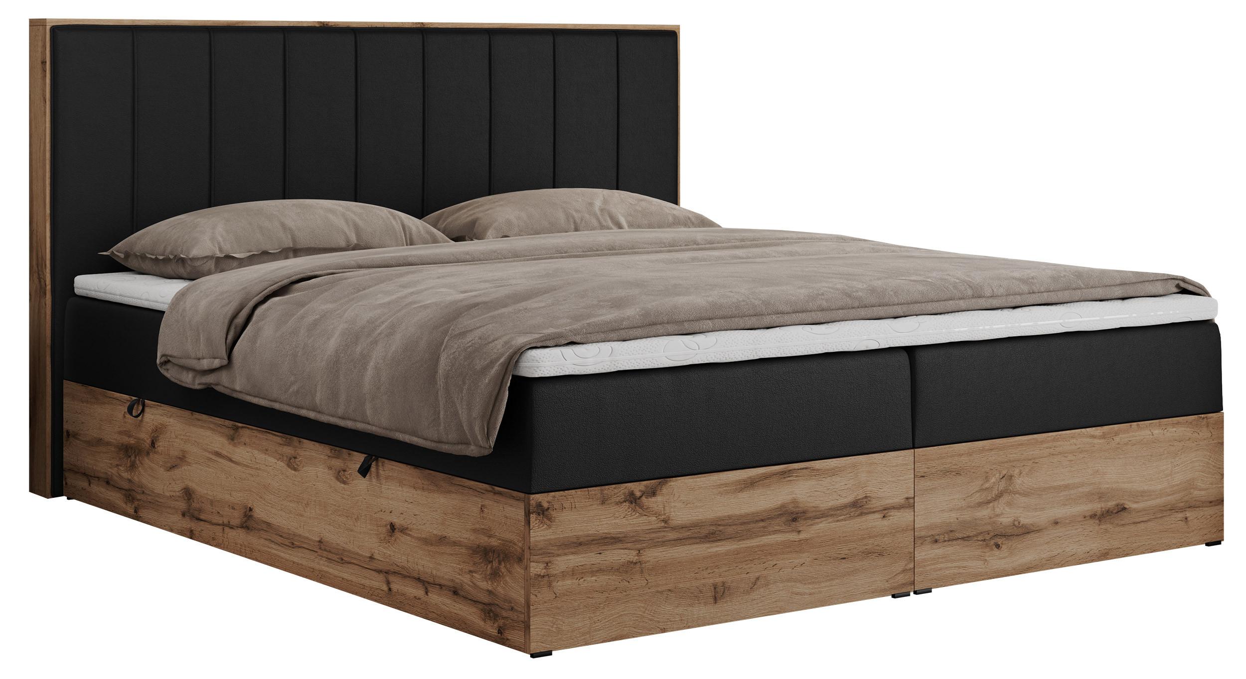 BOXBETT BELLISSIMO 140/200 Schwarz Kunstleder - H3 - Schwarz, Holz/Textil (140/200cm) - MKS