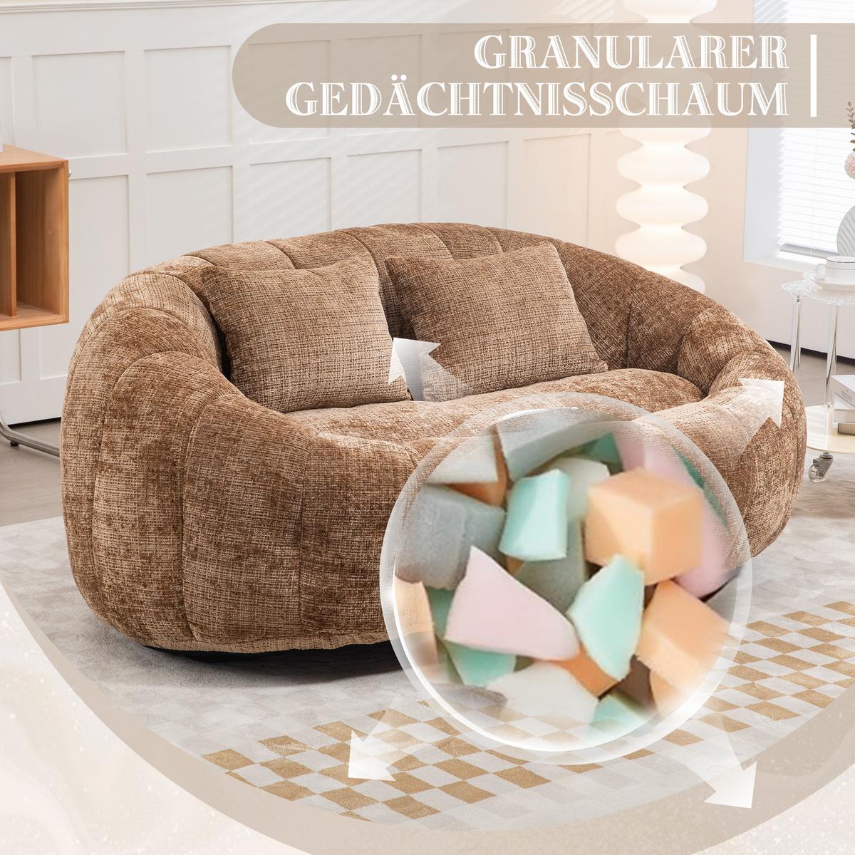BEAN BAG SOFA – Komfortabler Lazy Lounger mit hochdichtem Memory - Braun, Textil (150/63/95cm) - Urban Meuble