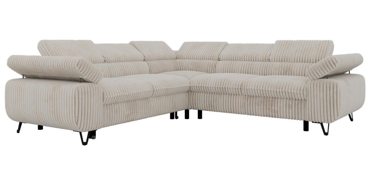 ECKSOFA QUADRO L - Beige Cord - Rechts Seite - Beige/Creme, Textil/Metall (269/269cm) - MKS