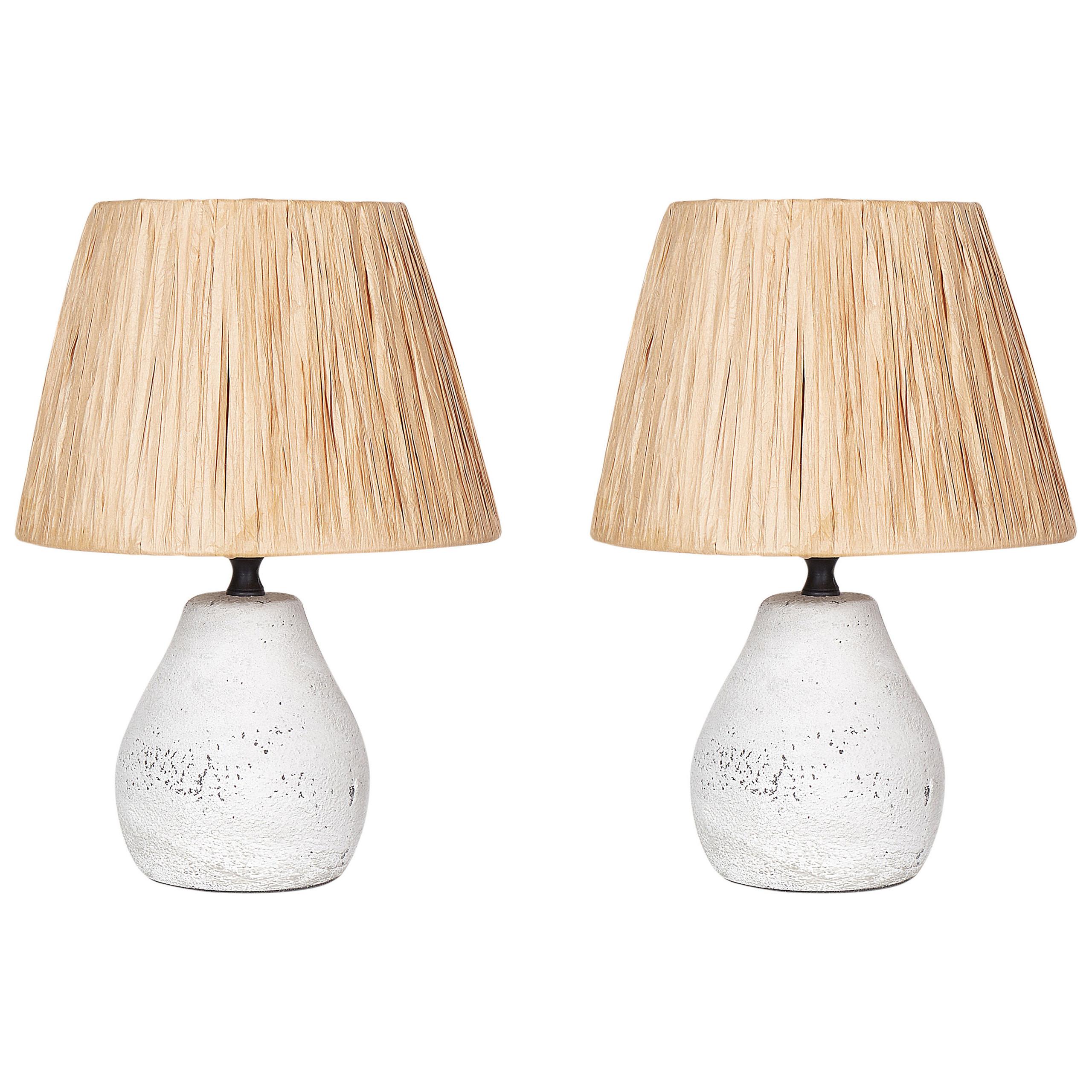 TISCHLAMPE 2-er Set Keramik Cremeweiß Arwadito - Weiß/Naturfarben, Keramik (23/14/31cm) - Beliani