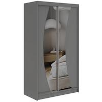 SCHWEBETÜRENSCHRANK 120 - VERONA - Grau mit Spiegel - Alufarben/Grau, Holzwerkstoff/Metall (120/216/61cm) - MKS