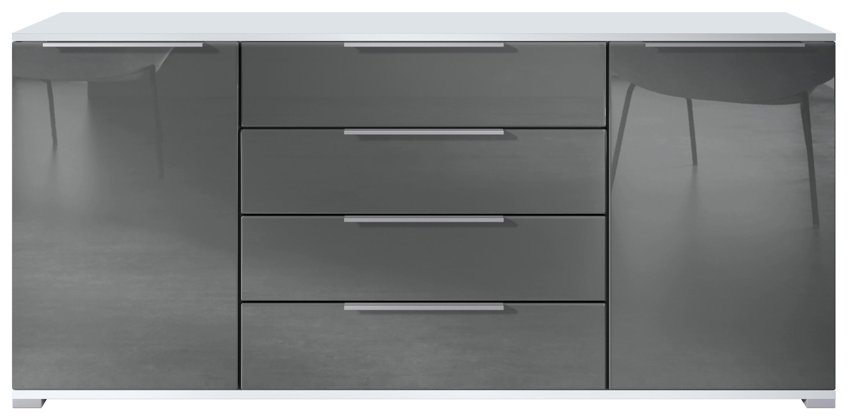 SIDEBOARD Linio Grau Hochglanz - Grau, Holzwerkstoff (166.5/75.5/35cm) - Vladon